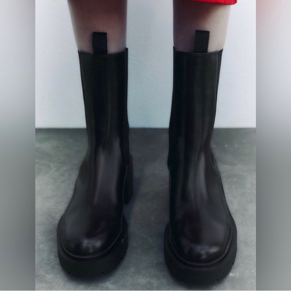 ZARA NWT HIGH BLOCK HEEL CHELSEA ANKLE BOOTS SIZE 10 - Picture 9 of 9